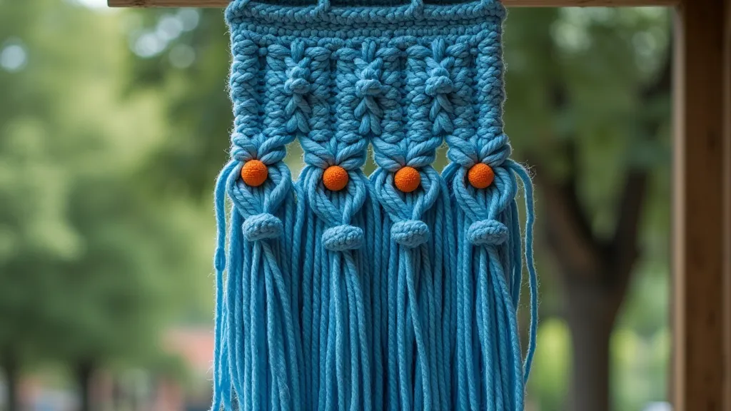 Blue and Orange Macrame Wall Hanging