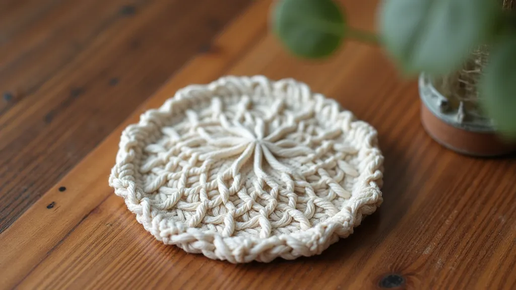 Finished macrame coaster