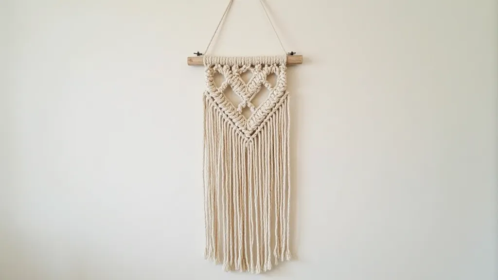 Macrame wall hanging with gathering knot