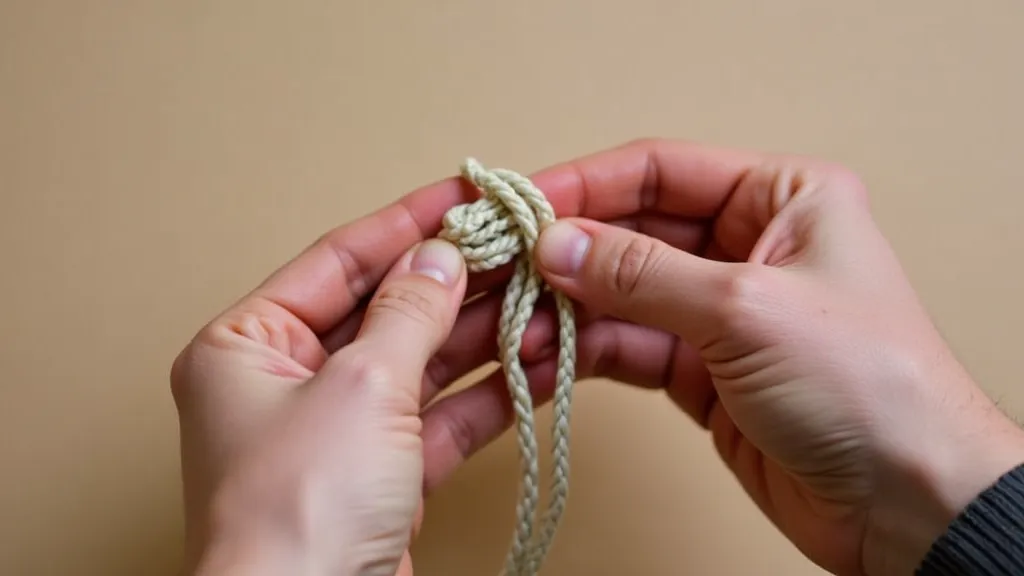 Pulling cord through loop for Lark's Head knot