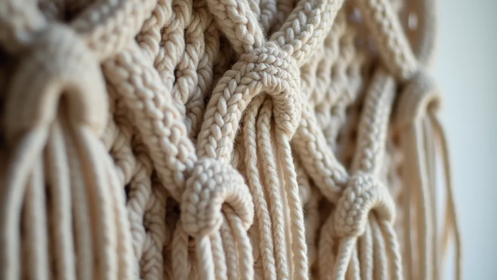 Macrame project with loose, uneven knots