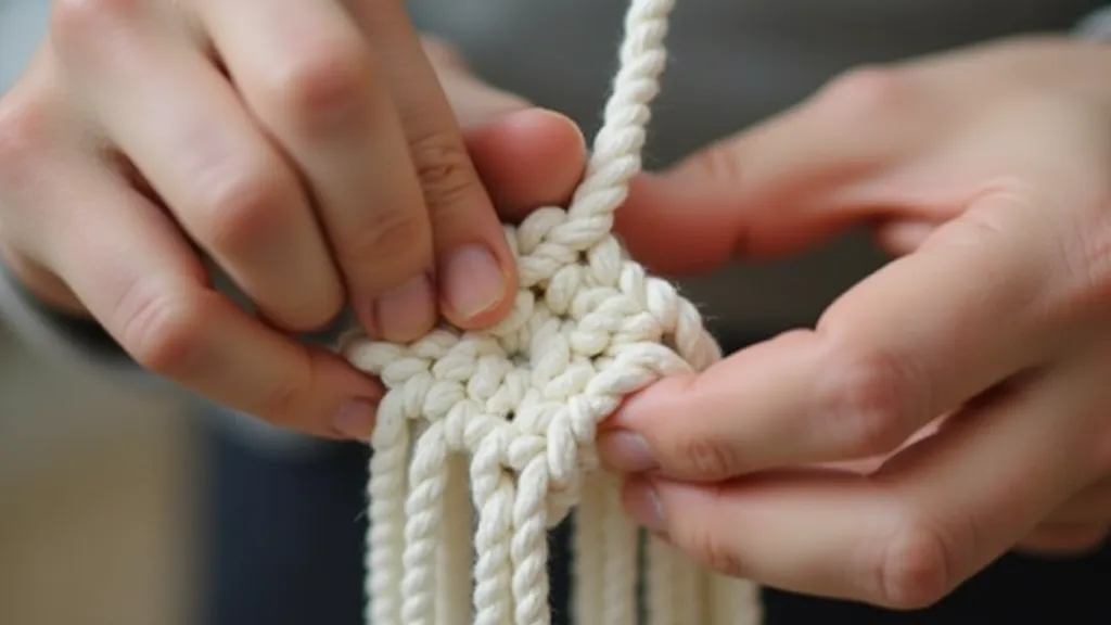 Hands tying square knot