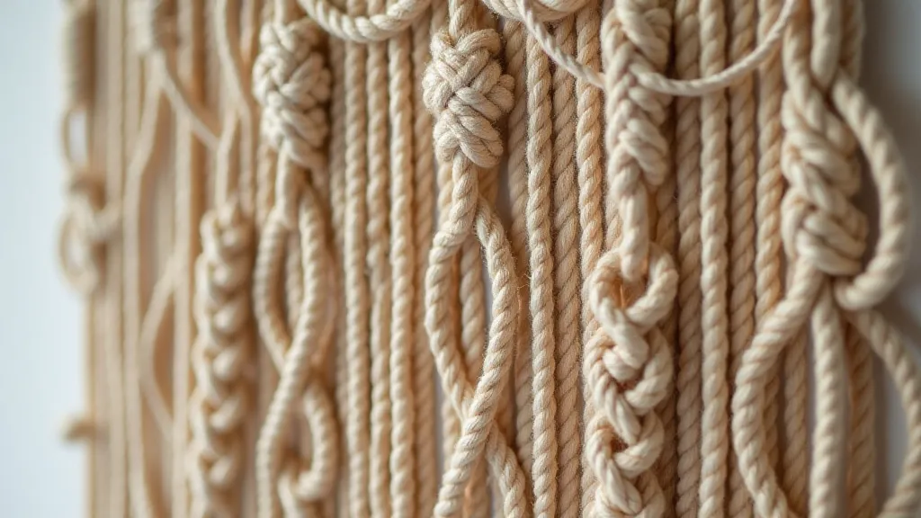 Finished macrame wall hanging with subtle imperfections
