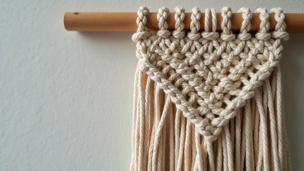 A completed macrame wall hanging