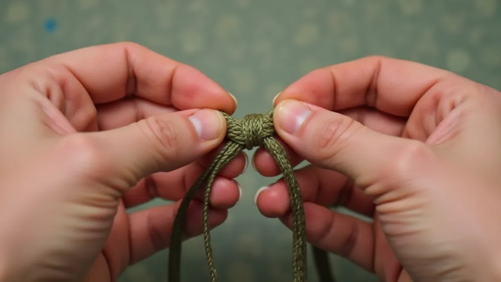 First half knot being tied