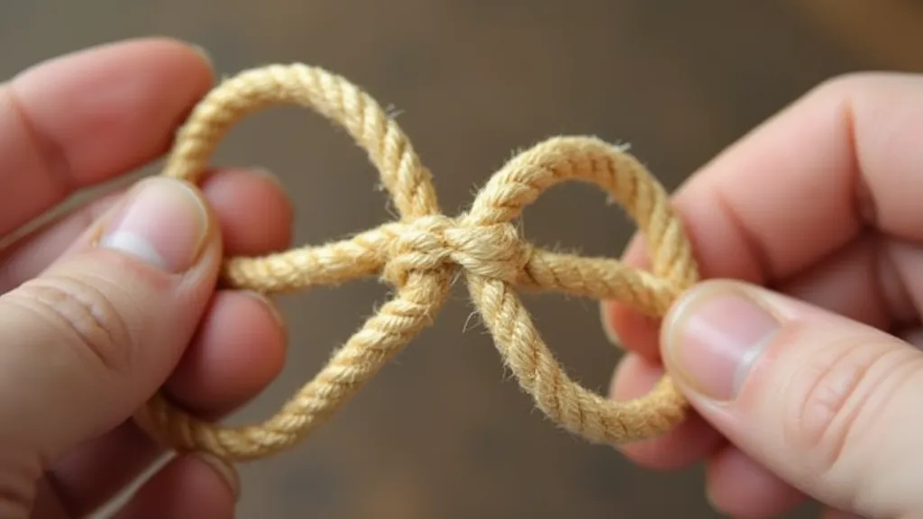 Second half knot being tied