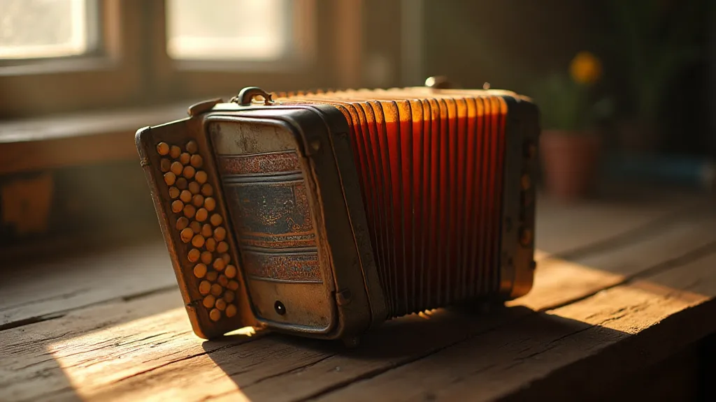 Vintage accordion on a table